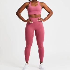 AYBL Core Sports Bra & Leggings Set in Brick Red/Pink SMALL